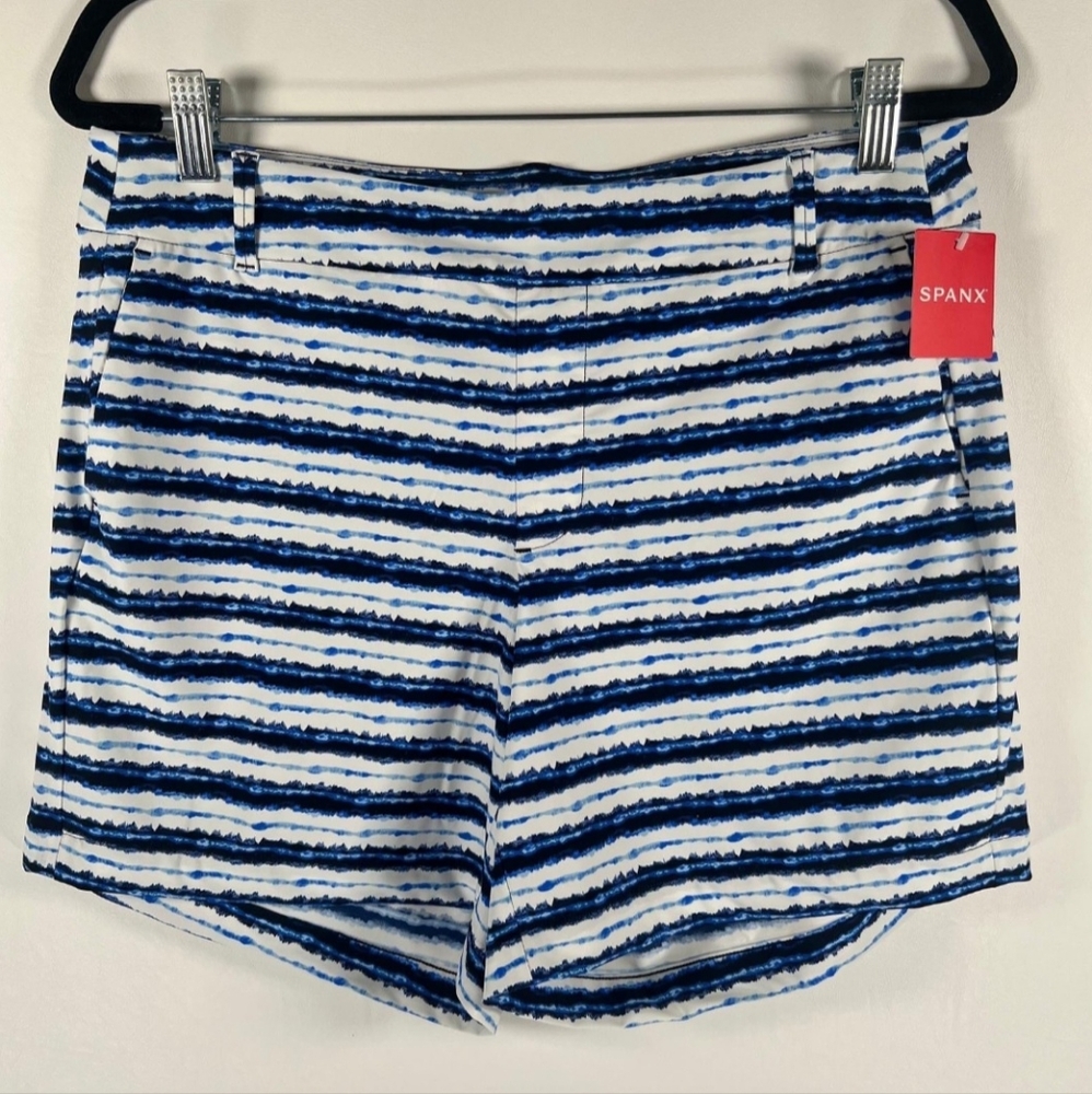 SPANX Sunshine Shorts 6" Blue Painted Stripe LARGE